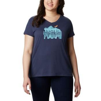 Columbia T-Shirt Dames, Solar Shield Graphic Plus Size Donkerblauw, 80KBLXWZO